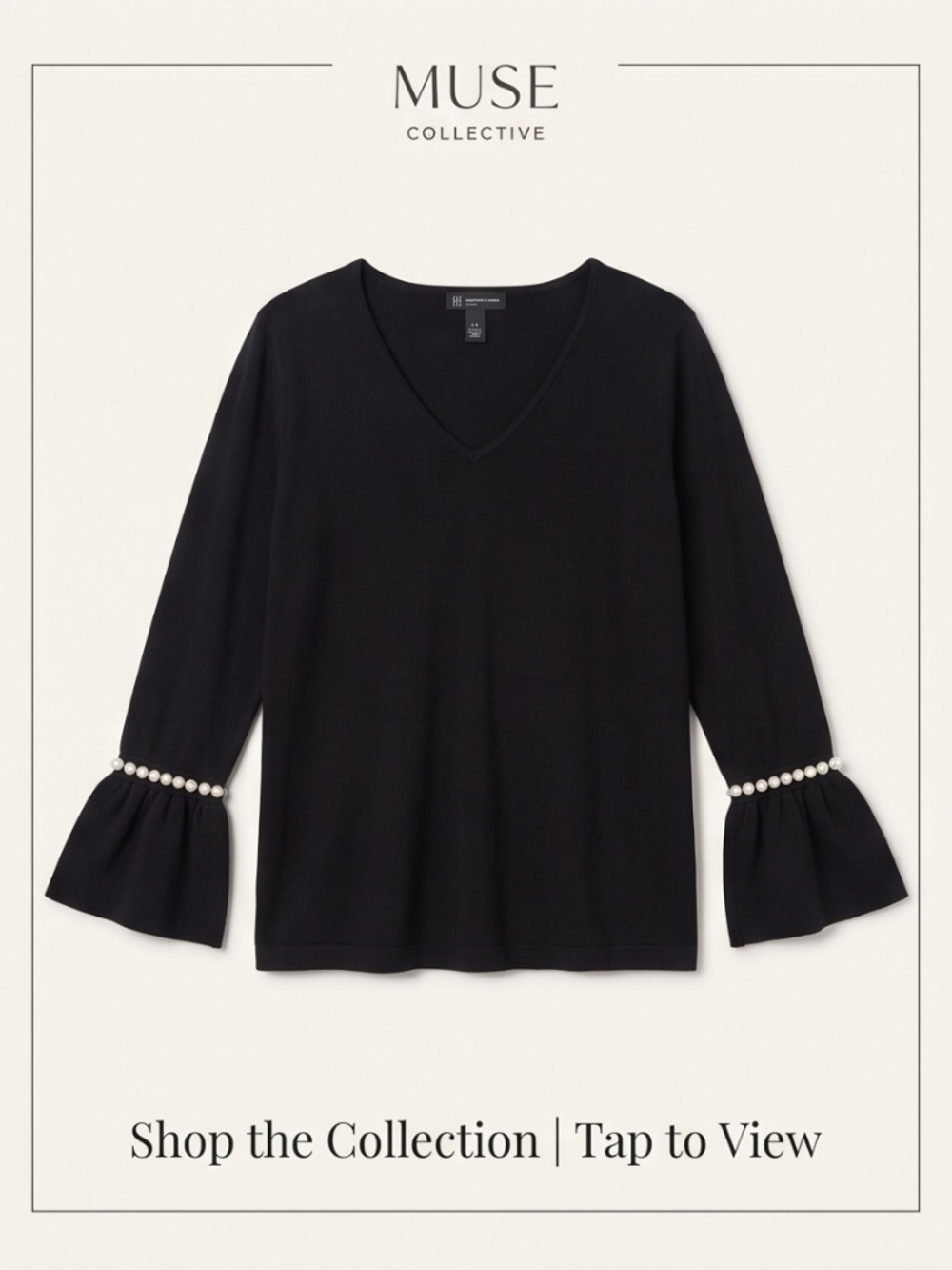 Black Sweater with Pearls on the Sleeves